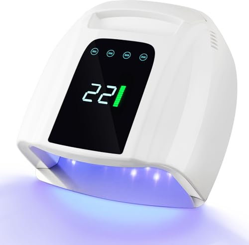 NailFace Rechargeable UV LED Nail Lamp, 96W Cordless Nail Dryer Wireless UV Gel Nail Polish Curing Light with 42 Beads LCD Smart Sensor 4 Timer Settings