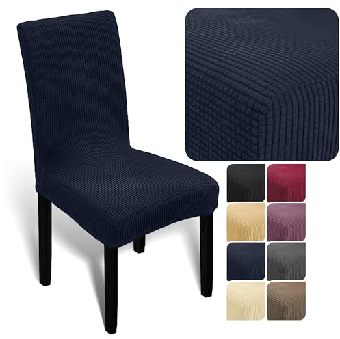 Melody stuhlbezüge schwingstuhl bezug sitzbezug Stuhl Stuhlüberzug weich aus elastischem Material, Universalgröße für Esszimmer- und Schwingstühle (dunkelblau, 4er-Pack)