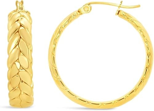 ARS-ARGENTI Creolen Ohrringe Damen Mädchen Sterling Silber 925 Gold 18K - hypoallergen (Luxuriöse Statement Creolen mit Kranzdesign ADELINE Edelstahl 18K vergoldet 30x2mm)