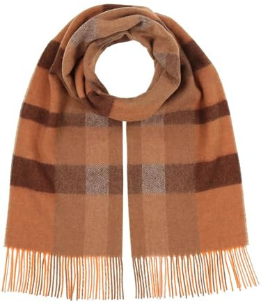 FRAAS Damen-Schal aus Wolle mit Karo-Design - 43 x 195 cm - Perfekt für Herbst und Winter - Made in Germany - Sustaninability Edition Orange