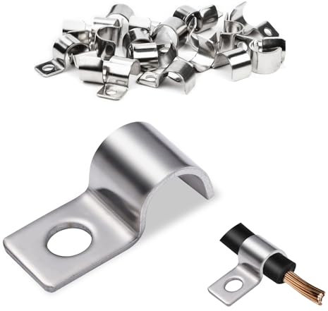 eupdd 50 Pièces Fixation Grillage Rigide: 10mm Fixation Pour Tube, Acier Inoxydable Attache Grillage, Mini Collier de Serrage en U