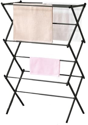 Vivo Technologies 3 Tier Extendable Clothes Airer, Foldable Clothes Dryer Rack, Space Saving Clothes Horse with 11 Poles Laundry Rack for Indoor Outdoor Towel Rack, Black