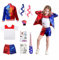 Gohytal Kostüme Kinder, Faschingskostüme Mädchen Junge Einteilig, Suicide Clown Kostüm Kit mit Jacke, T-Shirt, Shorts, Handschuh Perücken Tattoo Baseballschläger für Kinder Geschenke (130)