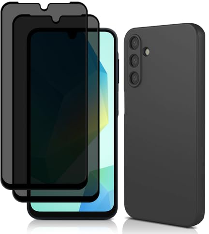 MaEiol 2 pezzi Privacy Pellicola Protettiva + Custodia Silicone per Samsung Galaxy A16 5G, Morbido Antigraffio Anticollisione Cover, Vetro Temperato Pellicola Protettiva per Samsung Galaxy A16 5G