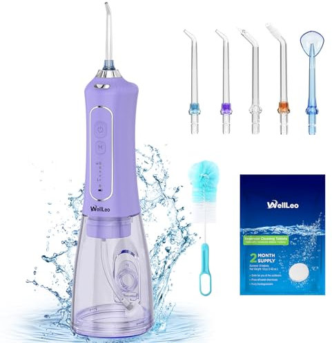 Water Flosser for Teeth, 300ML Cordless Oral Irrigator Rechargeable Dental Flosser Teeth Picks with 5 Modes 5 Jet Tips,IPX7 Waterproof Teeth Cleaner for Braces Gum Care, Home Travel Use