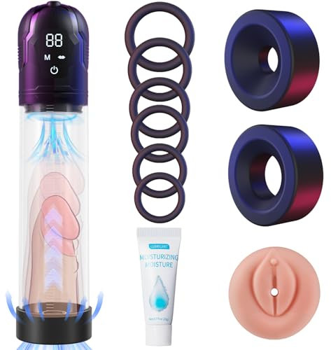 Penispumpe für Penisvergrößerung, Yivans Sex Spielzeug für Männer Elektrische Penis Vakuumpumpe mit 5 Saugstufen und Silikonhülsen, Masturbator, Penisring