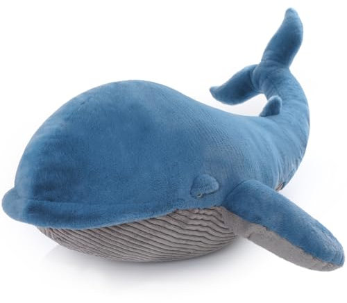 MorisMos 110cm lang riesen Wal Kuscheltier XXL, groß Blauwal Stofftier Plüschtier, weich Plüschwal bluewahle als Geburtstag Weihnachten Geschenk für Kinder Babys