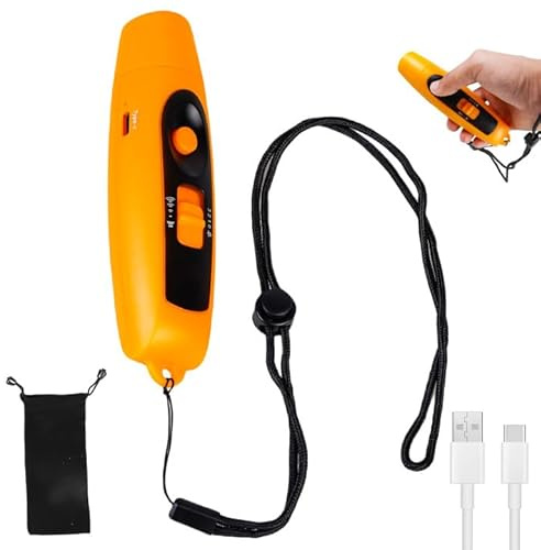 GAOUTO Elektronische Handpfeife mit 3 Tönen und 2 LED-Lichtmodi: Robuste Sportpfeife, Hygienische Notfallpfeife, für Trainer Schiedsrichter Und Outdoor Aktivitäten (14x3.8x3.8cm / Gelb)