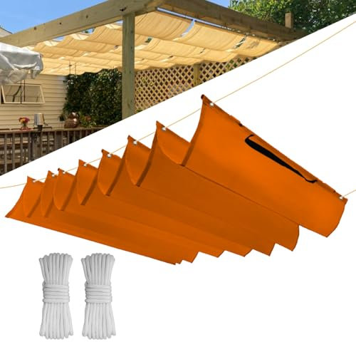 Einziehbar Welle Sonnensegel 4x9.5M(BxL), Verstellbar Schattenabdeckung, Wasserdicht Sonnenschutz Sonnenschutz Schutz vor UV- Strahlungen für Pergola Garten Schattenabdeckung - Orange