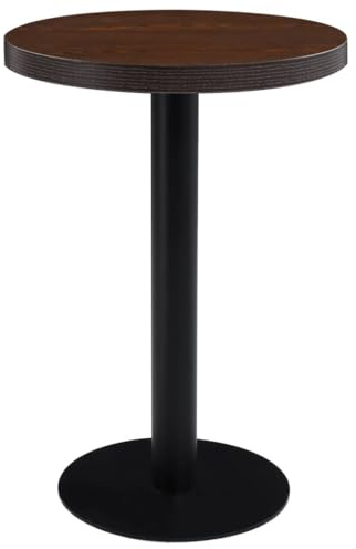 QUAHEAS Bistrotisch Dunkelbraun 60 cm, runde MDF Tischplatte in Holzoptik, moderner Stehtisch mit stabilem Stahlfuß, vielseitiger Esstisch für Küche, Esszimmer, Balkon, Café