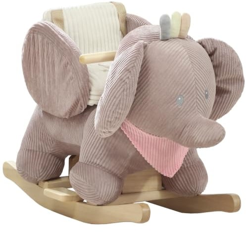 AIYAPLAY Caballito Balancín para Bebés con Sonido para 18-36 Meses Marrón | Sonido de Elefante, Cinturón de Seguridad de 3 Puntos, Caballo Juguete, Base de Madera de Álamo