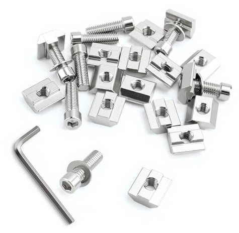 Juego de 30 tuercas en T M8,tuercas en T,tuercas deslizantes en T M8, riel deslizante de tuercas deslizantes para ranura de extrusión de perfil de aluminio serie 4040, con 30 tornillos M8,30 arandelas