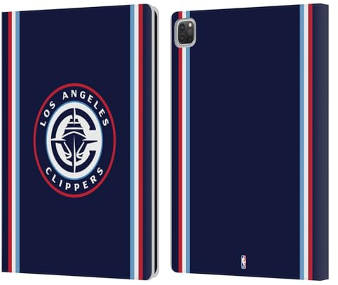 Head Case Designs Offizielle NBA Marine Design Los Angeles Clippers Logo Leder-Wallet-Hülle Kompatibel mit Apple iPad Pro 12.9 2020/2021/2022