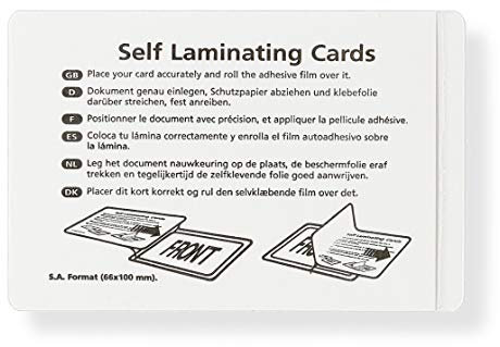 Kaltlaminiertaschen selbstklebend, Laminierfolien aus PET zum Versiegeln und Schützen von Fotos, Speisekarten etc. ohne Laminiergerät, 10er-Set, je 66 mm x 100 mm, transparent