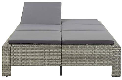 Tidyard 2-Personen-Sonnenliege Mit Auflage & 2 große Auflagen,Garden Lounger Lounger Relax-Liegestuhl 220 x 130 x 35 cm,Beide Seiten sind für Bequeme Positionen einstellbar,Wetterfest, pflegeleicht