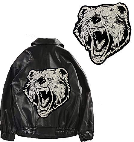 Embroidery Bear Head Patches Iron on Stickers for Jacket Back Decoration Badge 1 Piece