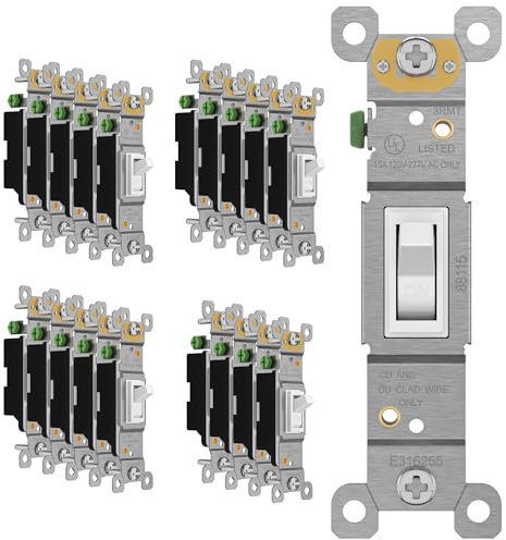 ENERLITES 20 Pack Toggle Light Switch, Single Pole Wall Switch, White