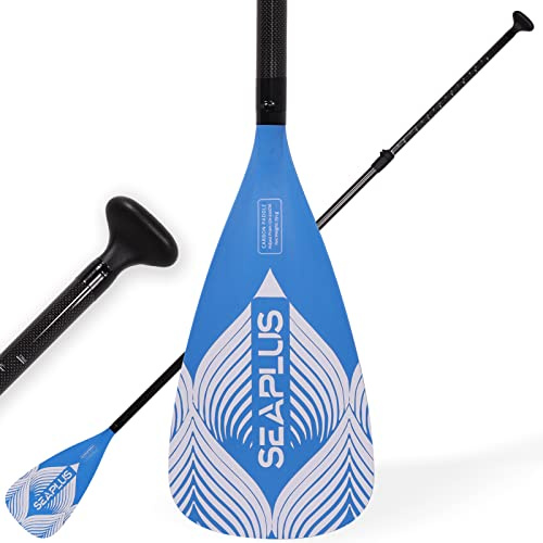SEAPLUS Kohlefaser-Paddel, 3-teiliges verstellbares Paddel für Stand-up-Paddelbrett, SUP-Paddel, verstellbar von 170,2 cm bis 209,8 cm (1,7–2,1 m), 751 g)