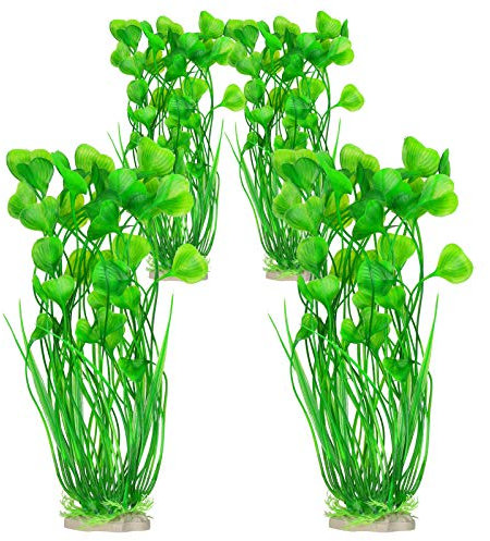 Ideashop Planta de plástico para peceras, plantas artificiales altas, plantas de acuario realistas, plantas acuáticas de agua verde para decoración de acuario, 15.75 pulgadas (paquete de 4)