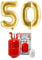 Party Factory – Helium Gasflasche 400L Komplett Set mit XXL Zahlenballon 50 Gold – Partydeko Ballongas Flasche mit Folienballon, 30 Latexballons & 40m Ballonschnur – Für Geburtstage & Feiern
