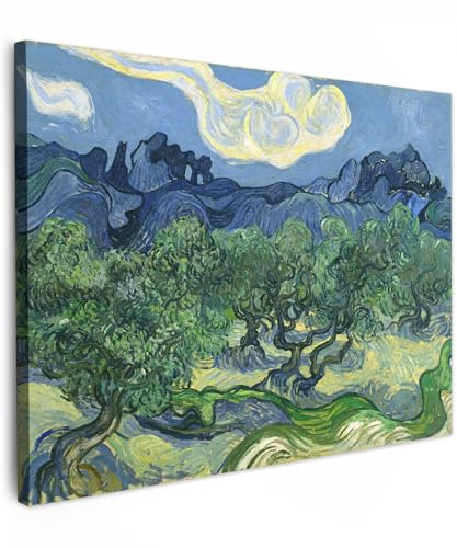 MuchoWow Leinwand Bilder, Einzigartige Wanddeko mit Rahmen, Die Olivenbäume - Vincent van Gogh, Wandbilder Wohnzimmer, Deko Schlafzimmer 40x30 cm