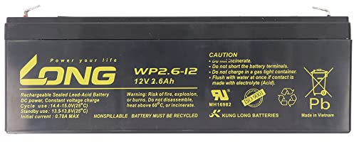 Kung Long WP2.6-12 F1 Blei-Vlies-Akku, 12Volt, 2,6Ah mit 4,8mm Faston Anschluss
