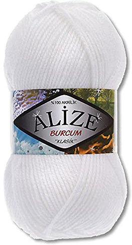 Alize 100 g Burcum Klasik Wolle (Weiß (55))