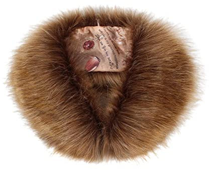 MoreChioce Kunstpelz Kragen Schal, Damen Fauxpelzkragen Faux Fuchspelz Kragen Kunstfell Winterschal Schlauchschal Abnehmbarer Warmer Plüsch Schal Bekleidungszubehör,57cm × 9,5cm Braun