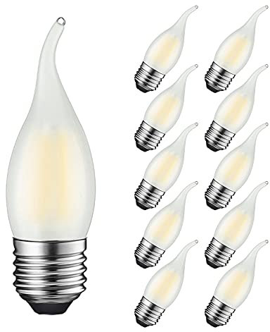MAYCOLOR Glühbirne Kerzenform E27 4W Ersetzt 40W, 400 lumen, Kaltweiß 6500K, E27 Kerzenlampe Ideal für Kronleuchter und Kristalllichter, Nicht Dimmbar, Glas Matt, 10er Pack