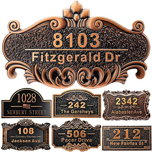 Personalisierte Hausadresse Plaque 12 gegossene Zahlen für draußen benutzerdefinierte Straße Name Adresse Schild Vintage für Briefkasten Tür Zimmer Klassische Wand Outdoor Antik Messing