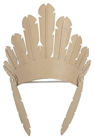 Décopatch AC896C - Kopfschmuck Indianer aus Pappmaché, für Kinder geeignet, 25cm, einfach zum Verzieren, Kartonbraun, 1 Stück