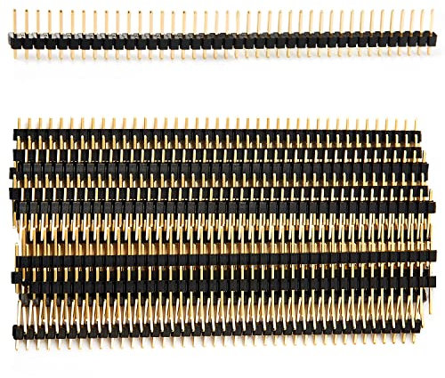 CHANZON Stiftleiste Buchsenleiste Pin Header 40 pin x 10 Stück Stiftleisten Stifte Gerade Einreihig Vergoldet 2,54 mm Breakaway für PCB, Arduino Gpio, Männlichen, Maschine, Steckbrett