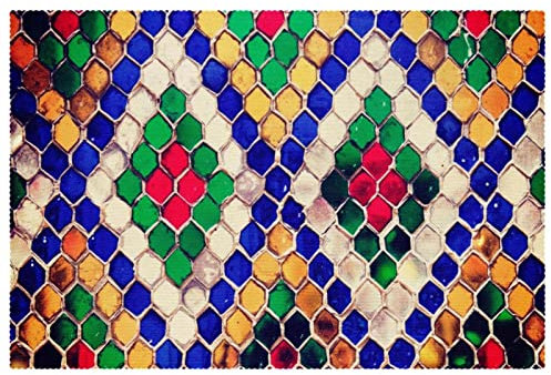Nahtlose Mosaik-Tischsets, sechseckig, hitzebeständig, waschbar, Oxford-Stoff, Tischsets, 4 Stück, Heimküchendekoration, leicht zu reinigen
