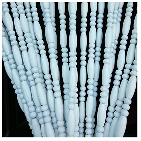 LIALIANG White Wooden Beaded Door Curtains for Doorways Wood Bead String Curtain for Room Divider Entrance Partition Curtain Living Room Bedroom Vintage Decor Handmade, Multi-size, 21 strands-60x80cm