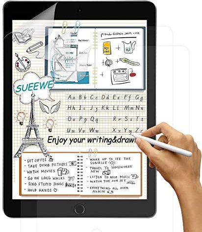 SUEEWE 3 Pack Paper Screen Protector for 9.7 iPad 5th/6th Generation & iPad Air 1/2, Matte PET Film for Drawing and Writing, Anti Glare