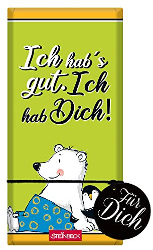 STEINBECK Liebe Freundschaft Geschenk-Schokolade 100g Tafel - Ich hab's gut, ich hab Dich -