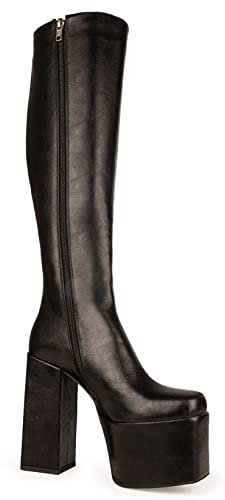 LAMODA Obsession Wide Fit, Stivali Alti al Ginocchio Donna, in Poliuretano Nero, 36 EU