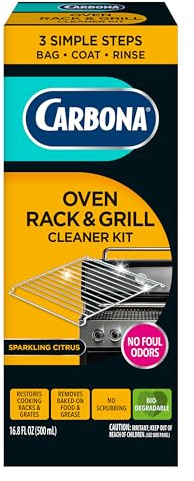Carbona Oven Rack & Grill Cleaner Kit, Includes Bag & Gloves, Eliminates Thick Grease, Grime & Baked-On Food, Unscented Formula, No Scrubbing Required