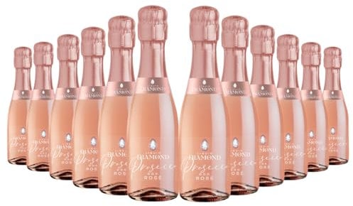 Liquid Diamond Prosecco Rosé Mini 20cl - Premium Sparkling Pink Prosecco from the heart of Italy, perfect for gifting, weddings and parties - Pack of 12 | 11% ABV