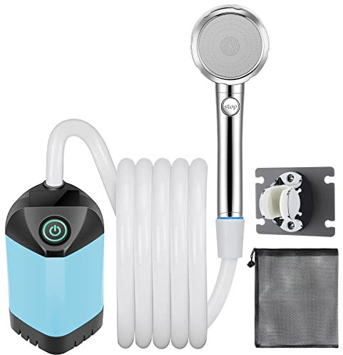 Campingdusche Mit Pumpe, Camping Dusche Mit Wiederaufladbarem 7800mah Akku Und Batterieanzeige, Camping Dusche Outdoor Set Mit Duschkopf Und Schlauch FüR Camping, Garten, Autowaschen, Strand, Haustier
