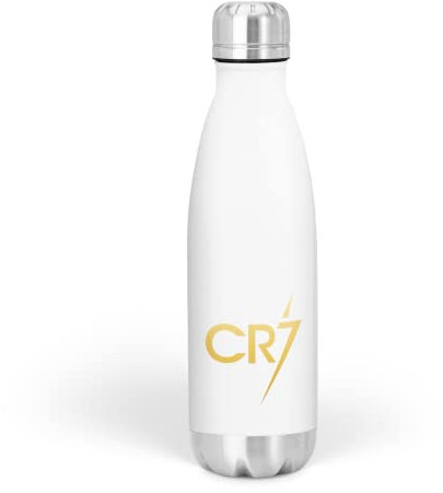 WillowGifts CR7 Aluminium-Wasserflasche für die Schule, für Kinder, Junioren, Fußball, Portugal, Sportler, Sport, Weltmeisterschaft, Athlet, kleines Geschenk (weiß)