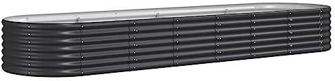 vidaXL Lit Surélevé de Jardin Pot à Fleurs Boîte à Plantes Lit Surélevé Patio Terrasse Extérieur Acier Galvanisé 296x80x36cm Anthracite