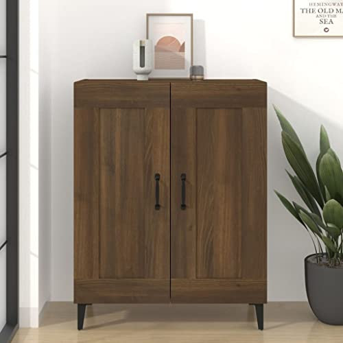 WIFESE Aparador de Madera Contrachapada Color Roble Marrón 69,5x34x90 cm Aparador de Bufé Minimalista Amplio Espacio de Almacenamiento Mueble Auxiliar Cocina Sala de Estar Entrada Fácil de Limpiar