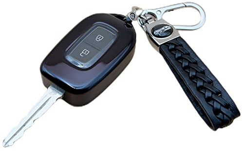【4 Farben】 Z.MYUKI Spring Schlüsselhülle mit Schlüsselanhänger für Dacia Spring 2021-2024 2025 Zubehör Key Cover (Schwarz)