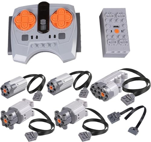 Scakbyer Kit de 8 fonctions techniques compatibles avec les voitures Technic, comprenant 1 télécommande par application, 1 boîte de batterie au lithium, 1 moteur Steering, 2 moteurs L, 2 moteurs M, 1