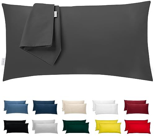 Kissenbezug 50x80 Mikrofaser Premium 2er Set Kopfkissenbezug 50 x 80 für Kissen Bett Stoff Superweicher Resistent Hypoallergen Anti-Milben Atmungsaktiv Kissenhülle mit Verdecktem Zip Voll Waschbar