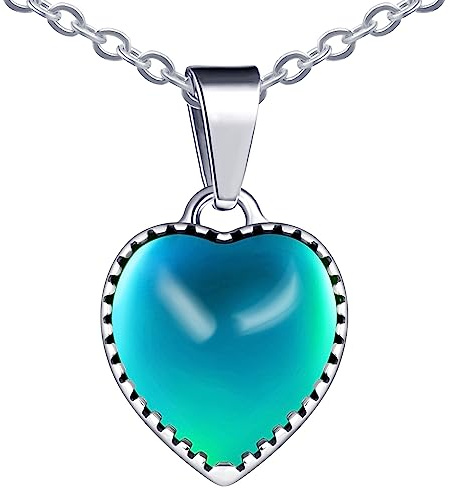 MicVivien Collar Corazón con Cambio de Color, Acero Inoxidable Collar con Colgante de Corazón, Collar de Estado de Ánimo Cambio de Temperatura Joyas Regalos para Mujeres Niñas