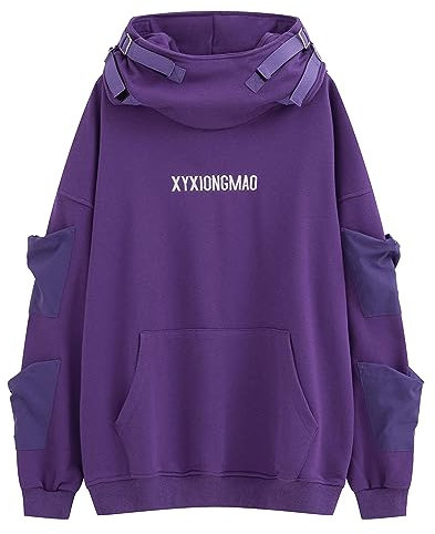 XYXIONGMAO Streetwear Techwear Felpa con Cappuccio Cyberpunk Tactical Uomo Nero Urban Hip Hop Giapponese Felpa