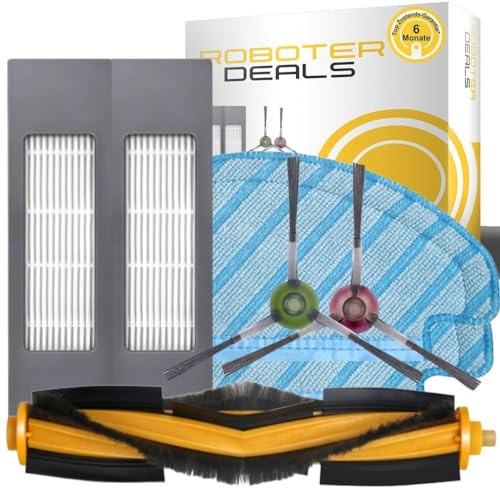 Roboter Deals - Zubehör Set, Ersatzteile für Ecovacs Deebot N10, N10 Plus (1x Hauptbürste, 2X Pad, 2X Filter, 2X Seitenbürste)