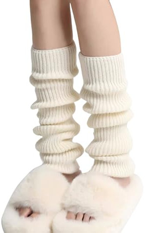 VUCDXOP Damen Langer Beinwärmer Frauen Mädchen Winter Crochet Stricken Stulpen Beinstulpen Beinwärmer Kniestrümpfe Legwarmers Strümpfe Overknees, in Einheitsgröße,55CM